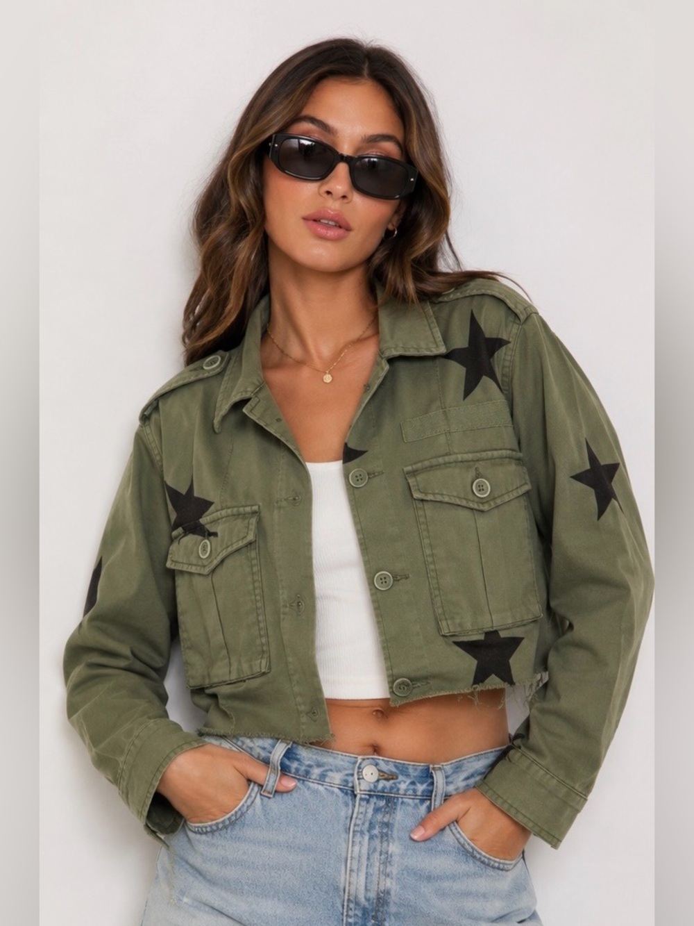 Pistola Camilo Star Cropped Military Jacket Olive XS